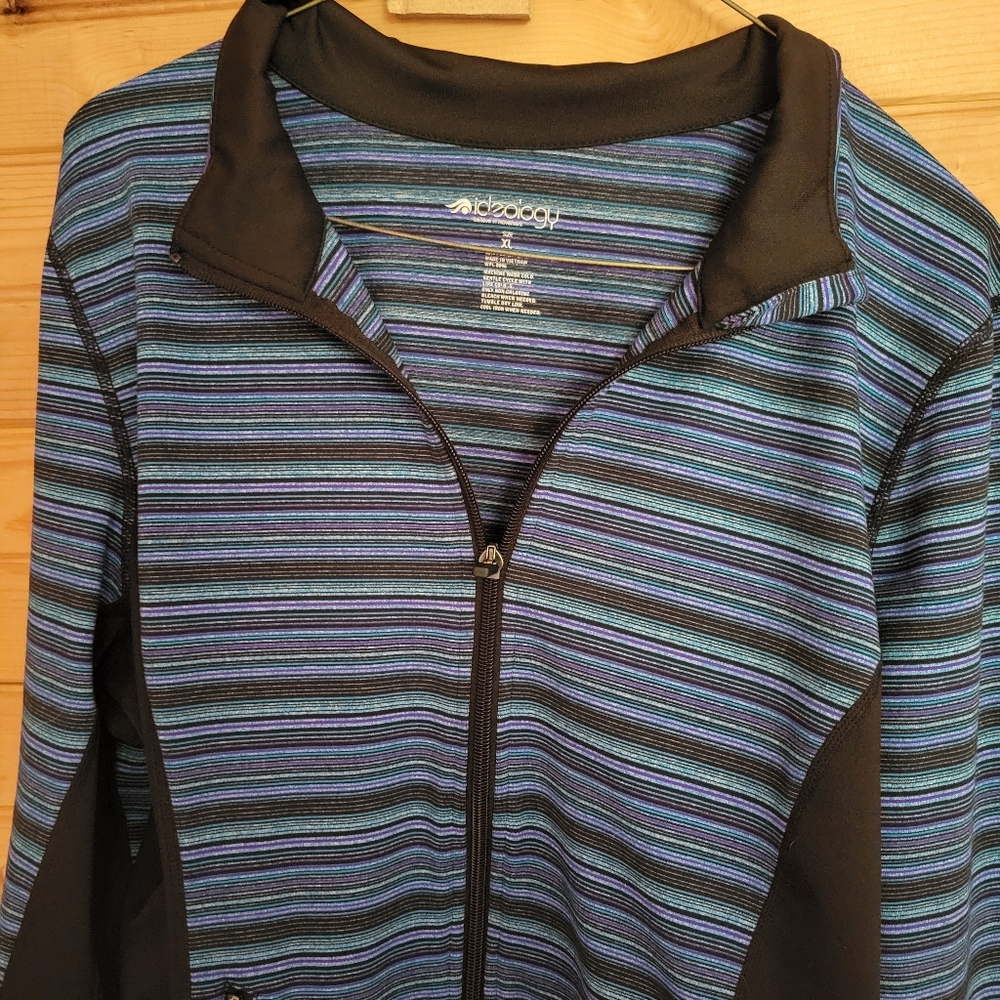 Ideology Womens Athletic Stripe Zipper Front Jacket W/Thumb Holes, Size: XL - Picture 2 of 6